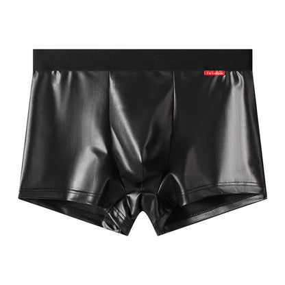 Men's Boxers PU Leather Panties High Elastic U Convex Pouch Lingerie Underwear Thin Breathable Boxers Bikini Briefs for Men