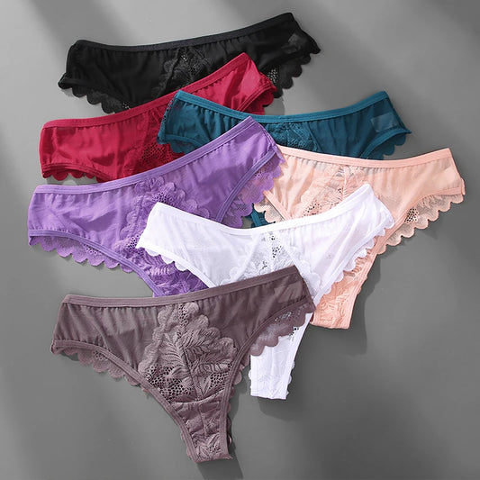 Thong femme résille dentelle — Patchwork transparent sexy