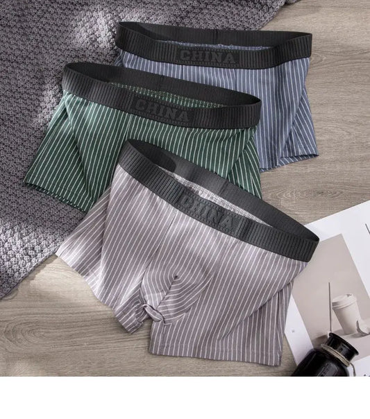 1Pc Boxer Shorts Men's Underwear Sexy Panties Cotton Striped Men's Underpants Male Boxers Homme U Convex Lingerie Free Shipping
