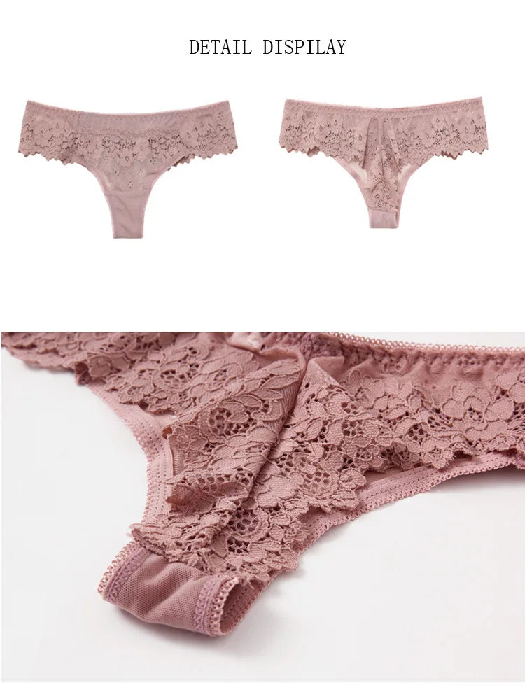 Thong femme dentelle ajourée — Taille basse sans coutures respirant