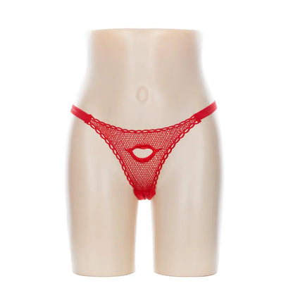 G-string dentelle rose & motifs — Taille basse