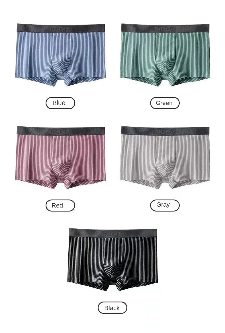 1Pc Boxer Shorts Men's Underwear Sexy Panties Cotton Striped Men's Underpants Male Boxers Homme U Convex Lingerie Free Shipping
