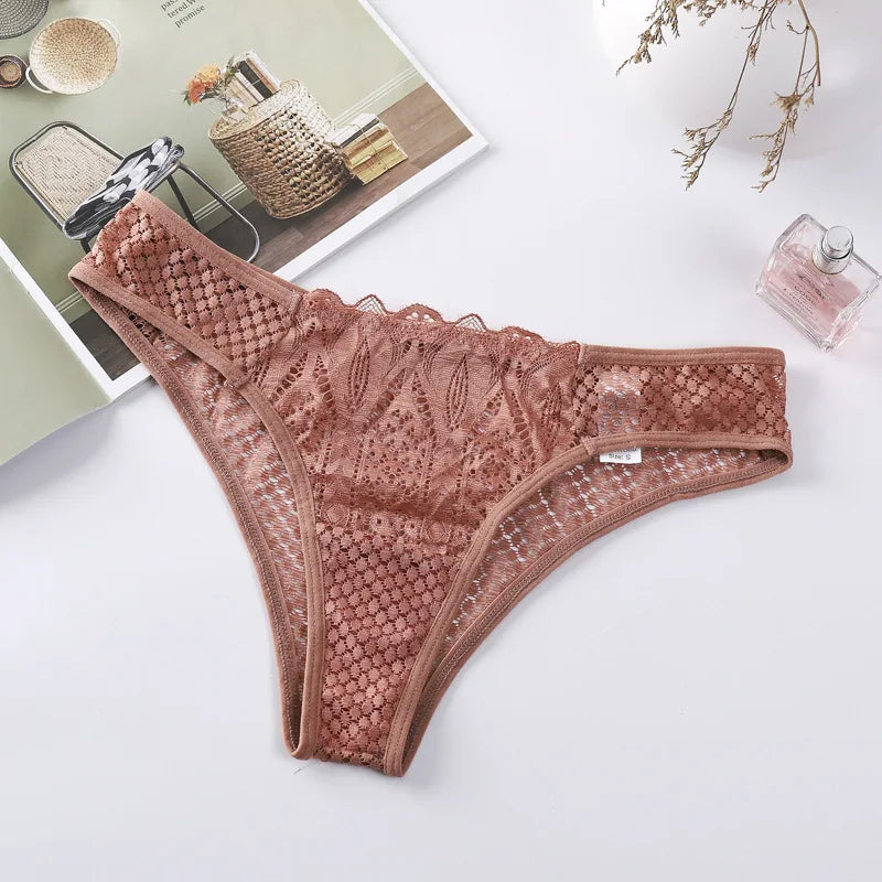 Culotte femme dentelle transparente — Mesh taille basse sans coutures
