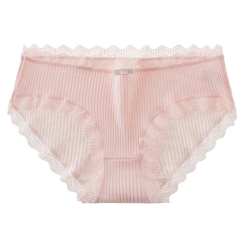 Culotte coton dentelle taille mi-haute couleur unie respirante S-XL