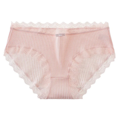 Culotte coton dentelle taille mi-haute couleur unie respirante S-XL