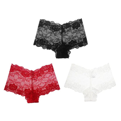 BZEL 3PCS/Set Women's Panties Floral Lace Women's Boxers Sexy Lingerie Femme Hollow Out Charming Boyshorts Fashion Cozy Underpants