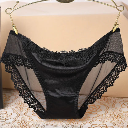 Culotte femme dentelle ultra-fine ajourée — Nylon entrejambe coton mi-taille sexy