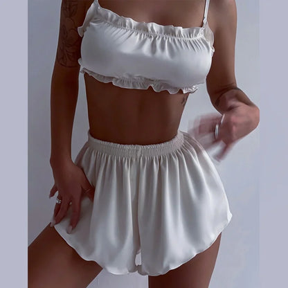 Pyjama 2 Pièces Soie Glacée Sans Manches - Top & Short Été - Nos Petits KIFF