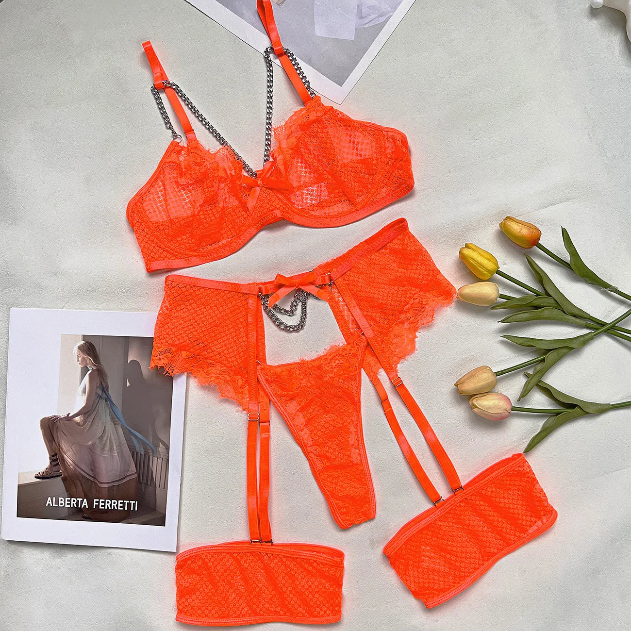 Ensemble Brassiere & Culotte Dentelle avec Jarretières - S-XL - Nos Petits KIFF