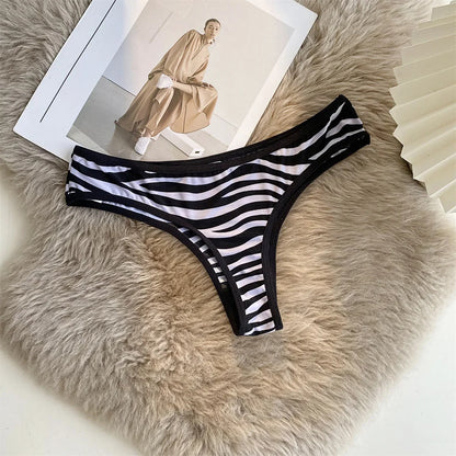 G-string femme imprimé léopard — Taille basse sans coutures broderie sexy