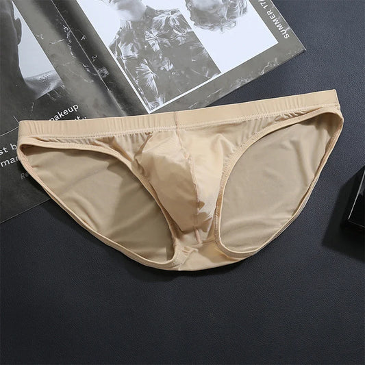 Slip homme sexy — Taille basse poche U-convex respirant couleur unie