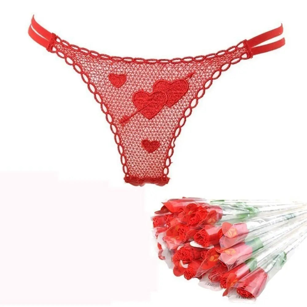 G-string dentelle rose & motifs — Taille basse