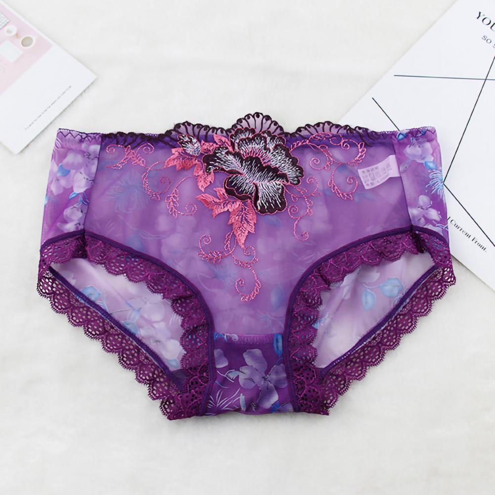 Culotte Dentelle Florale Brodée — Taille Mi-Haute M-XL
