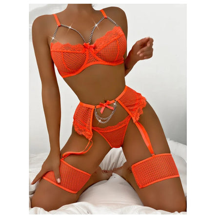 Ensemble Brassiere & Culotte Dentelle avec Jarretières - S-XL - Nos Petits KIFF