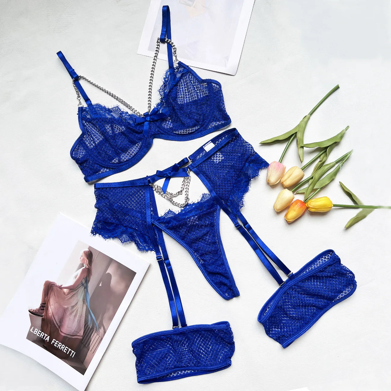 Ensemble Brassiere & Culotte Dentelle avec Jarretières - S-XL - Nos Petits KIFF