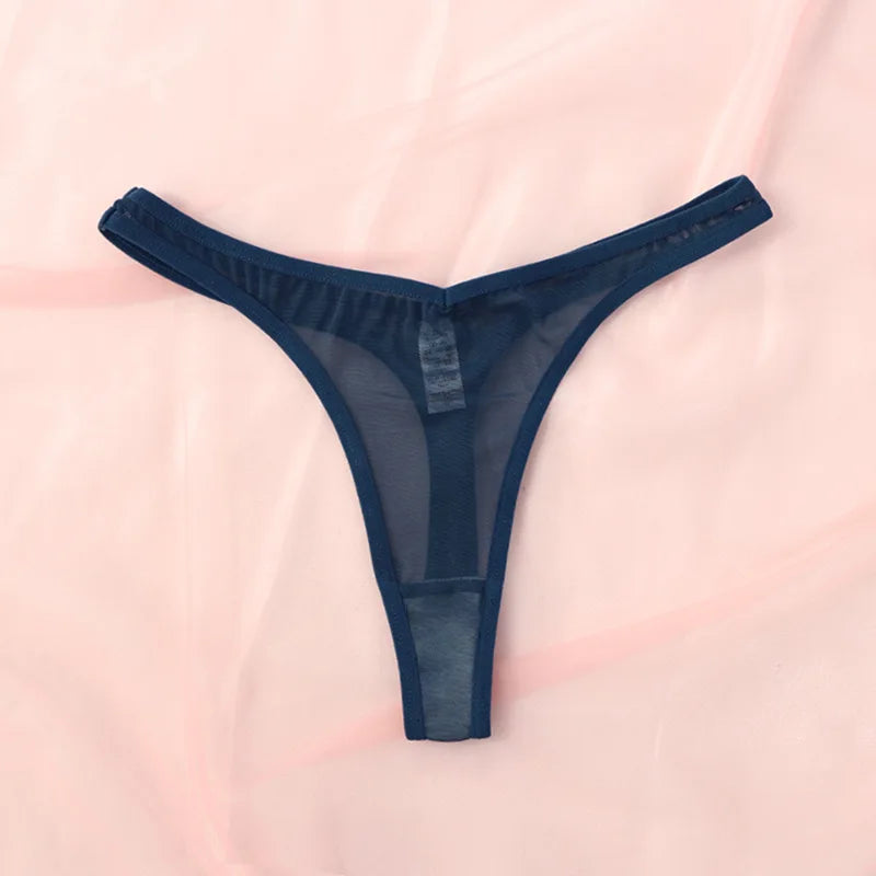 String femme sans coutures mesh translucide — Mi-taille T-back sexy