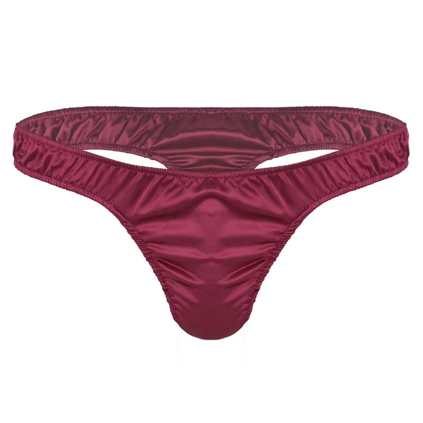 Men's Low-Rise G-String Briefs, Male Gay Sissy Panties Underwear, Soft Shiny Satin, Men's Ruffled Thong Underpants, Sexy Lingerie