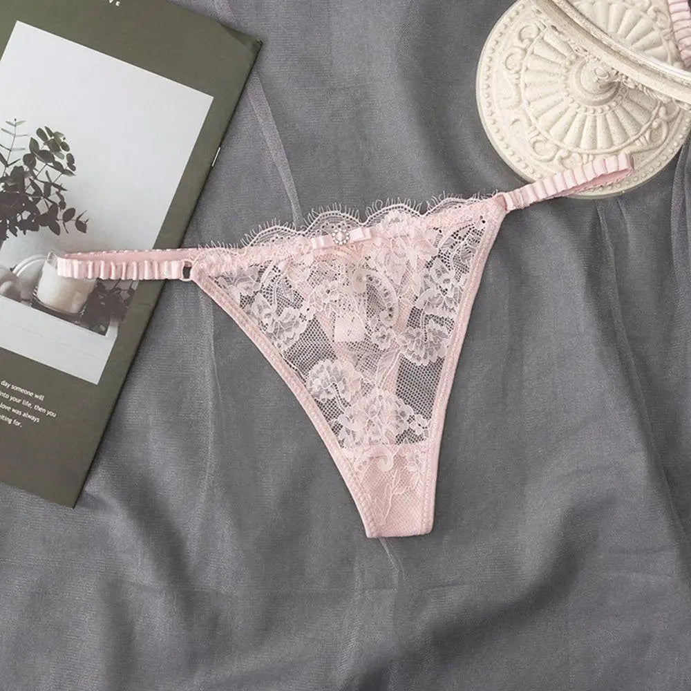 G-String Femme Dentelle Transparente Sexy - Entrejambe Coton - Nos Petits KIFF