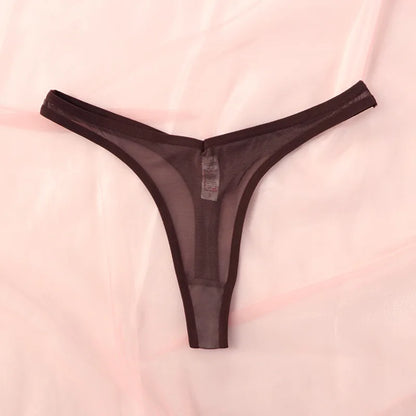 String femme sans coutures mesh translucide — Mi-taille T-back sexy