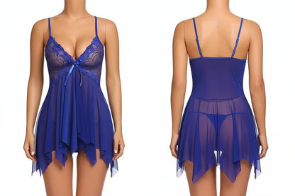 Female sexy lingerie, doll - collar for sexual use, sheer, short - sleeved, dress - style skirt, pajamas, erotic evening