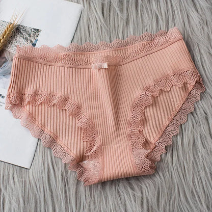 Culotte seamless coton dentelle volantée taille basse — S-XL