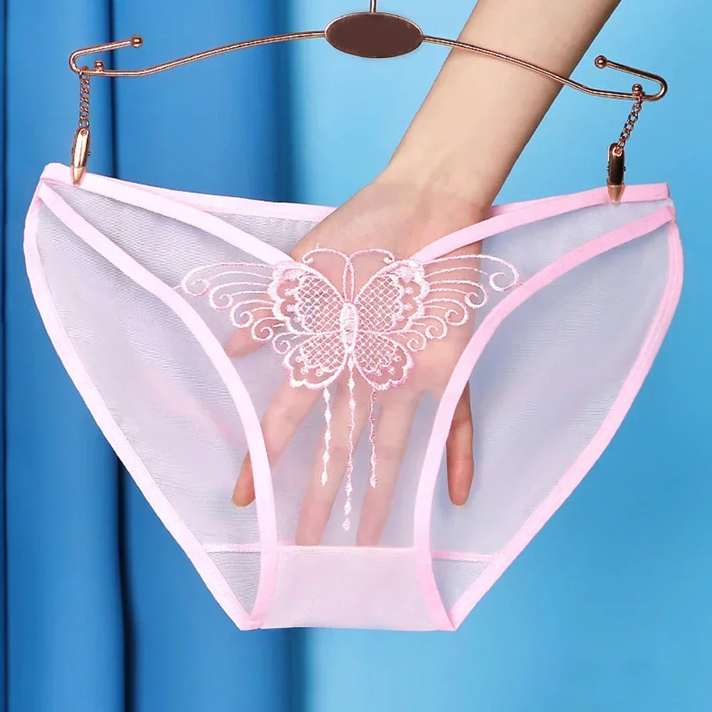 Culotte femme dentelle mesh transparente — Broderie papillon