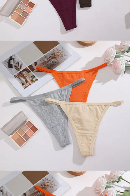 Lot 3 G-Strings Coton Taille Basse FINETOO - S à XL - Nos Petits KIFF