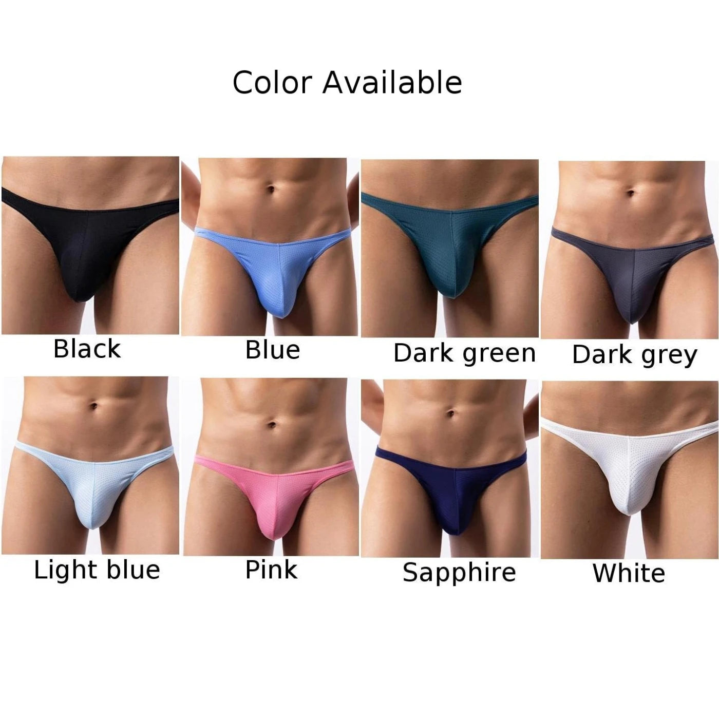 Bikini de bain homme G-string mesh nylon taille basse — M-XL