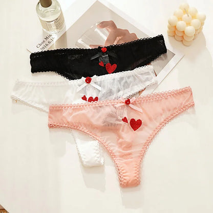 String femme broderie cœur — Transparent sans couture taille basse sexy lingerie