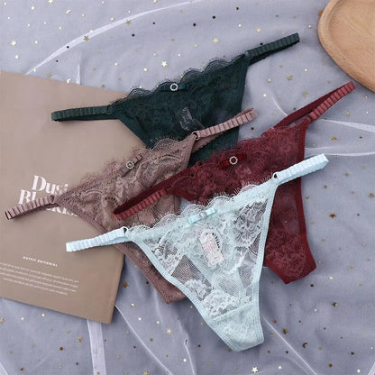 G-String Femme Dentelle Transparente Sexy - Entrejambe Coton - Nos Petits KIFF