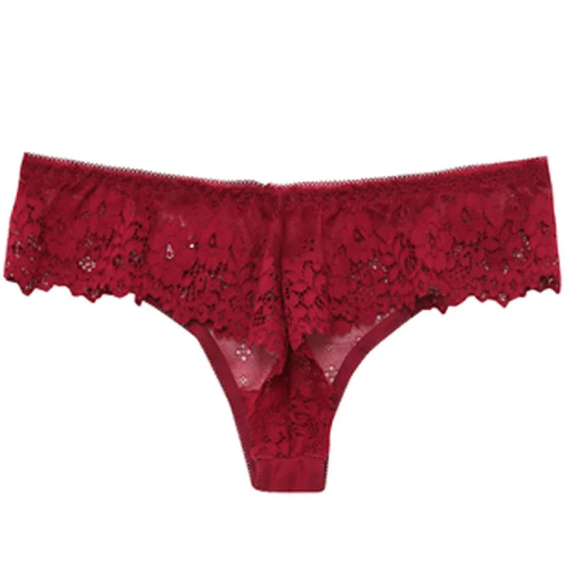 Thong femme dentelle ajourée — Taille basse sans coutures respirant