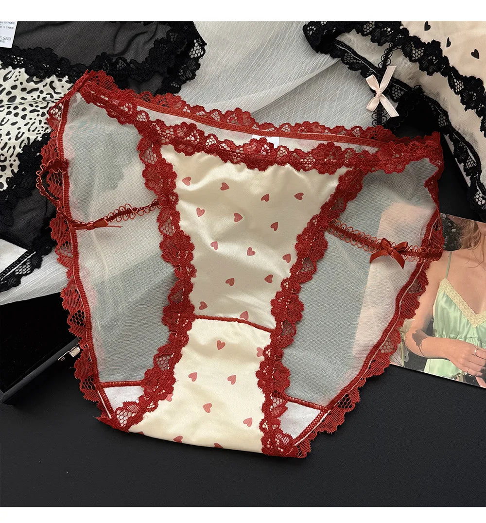 Culotte femme dentelle & ice silk — Mi-taille sans coutures