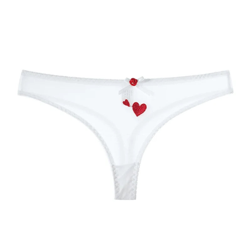 String femme broderie cœur — Transparent sans couture taille basse sexy lingerie