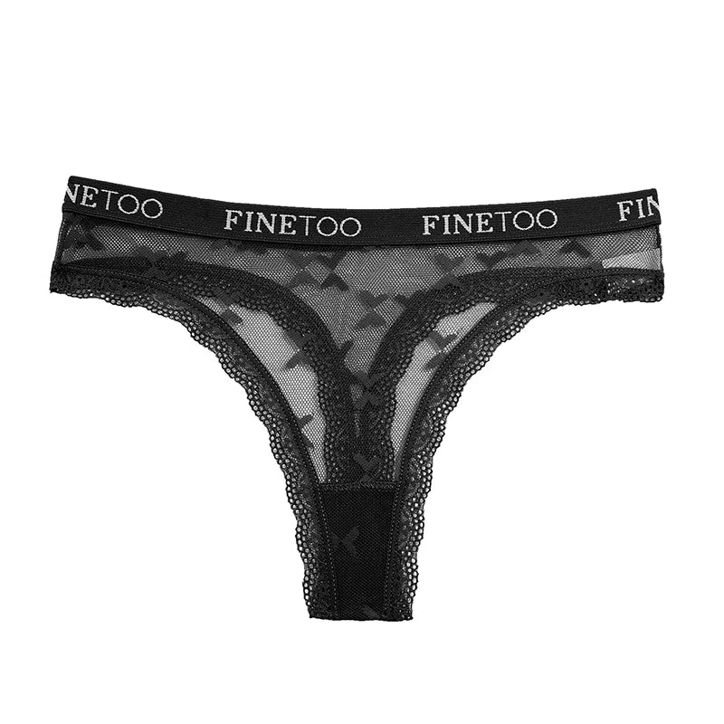 Thong femme dentelle sexy — Taille basse respirant couleur unie