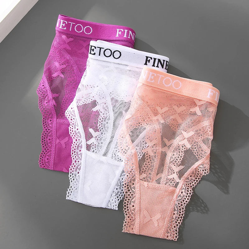Thong femme dentelle sexy — Taille basse respirant couleur unie