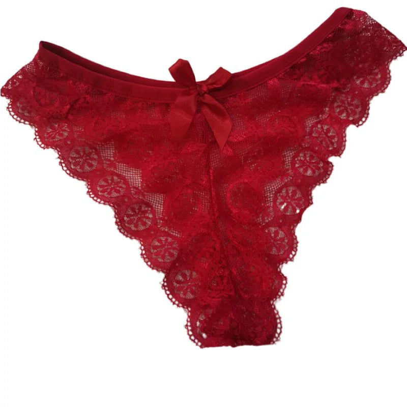 Tanga dentelle papillon transparent taille basse — S-XL
