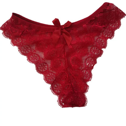 Tanga dentelle papillon transparent taille basse — S-XL