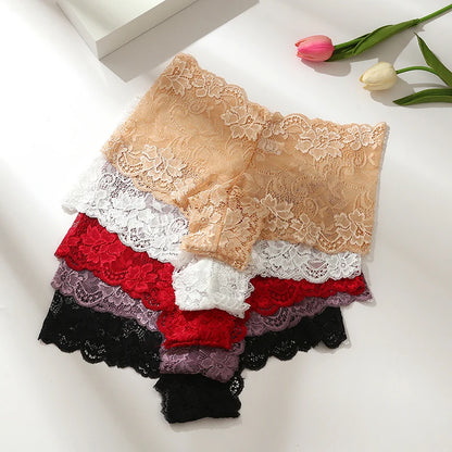 BZEL 3PCS/Set Women's Panties Floral Lace Women's Boxers Sexy Lingerie Femme Hollow Out Charming Boyshorts Fashion Cozy Underpants
