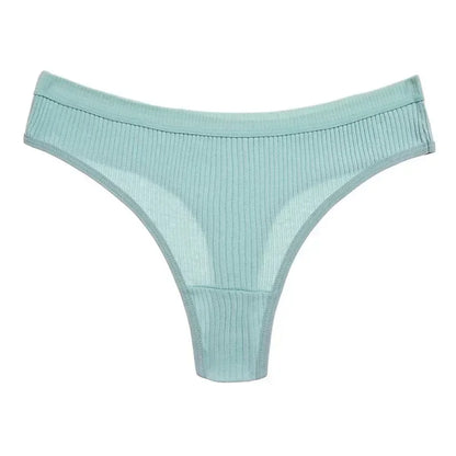 Thong seamless côtelé G-string coton taille basse — S-XL