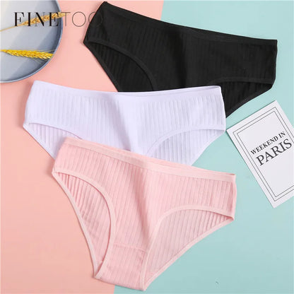Culotte femme coton sans coutures — Taille basse respirante douce couleur unie