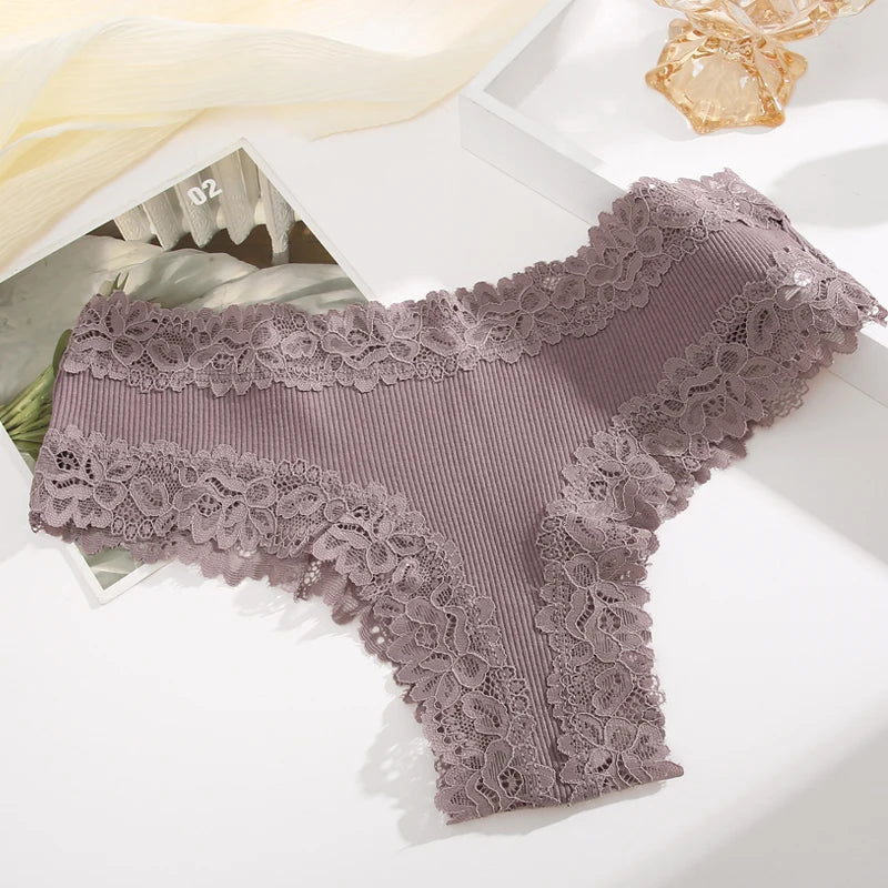 Culotte brésilienne dentelle coton taille basse — S-XL