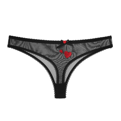 String femme broderie cœur — Transparent sans couture taille basse sexy lingerie