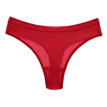Thong seamless côtelé G-string coton taille basse — S-XL