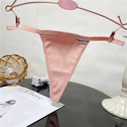 FINETOO 2PCS/Set Sexy M-XL Women Cotton G-String Underwear Low Waist Panties Femme Panties Underpant Girl T-back Thong Lingerie
