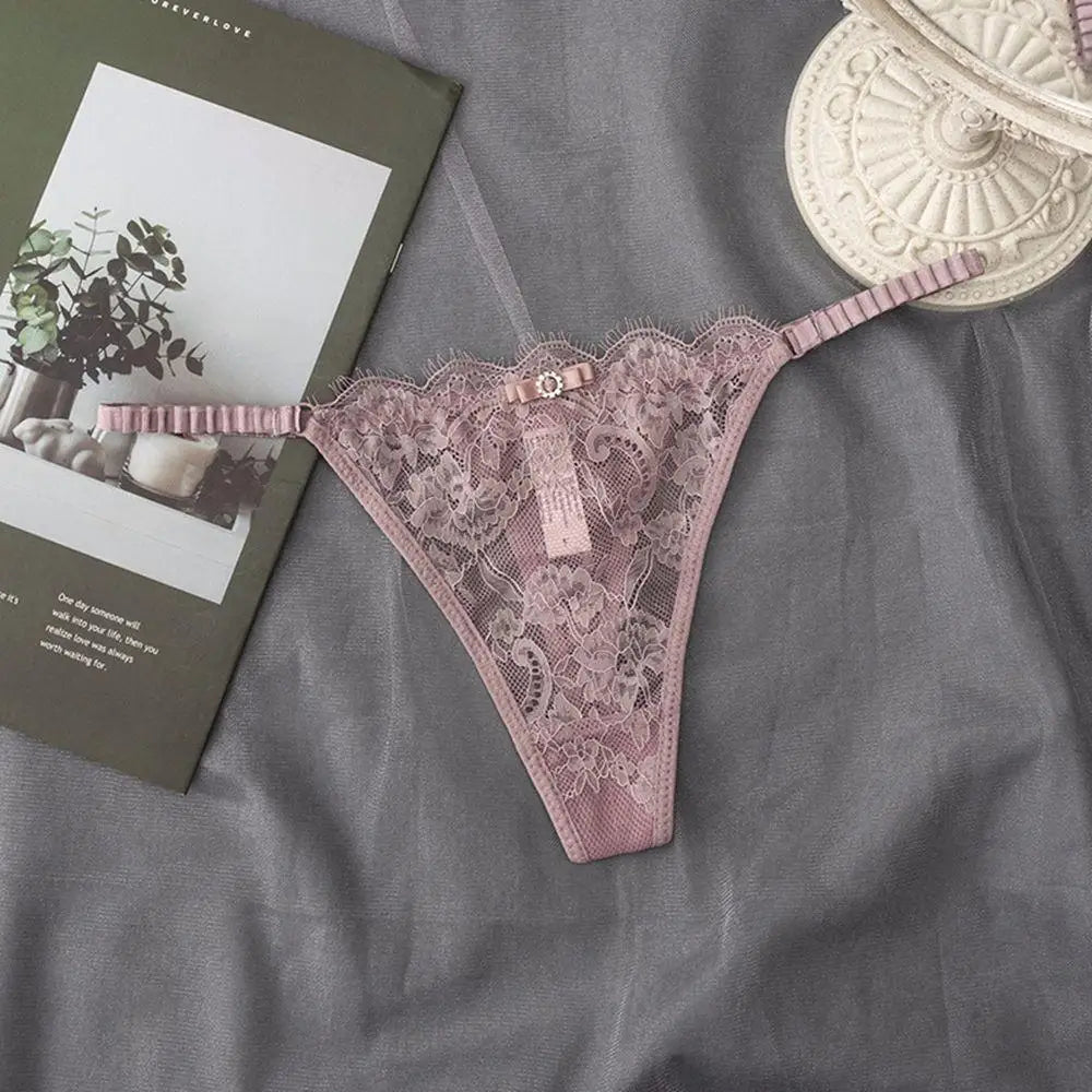 G-String Femme Dentelle Transparente Sexy - Entrejambe Coton - Nos Petits KIFF