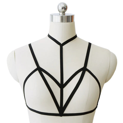 Lingerie femme bretelles sexy — Sous-vêtement ajouré couleur unie