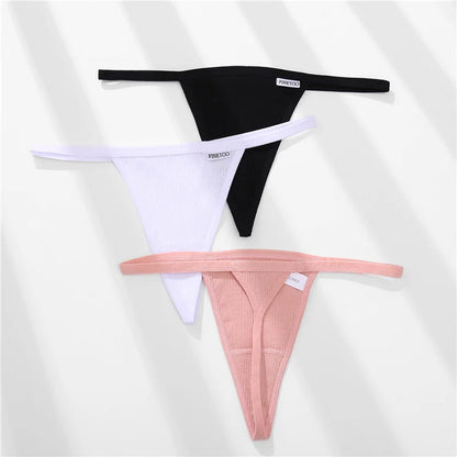 FINETOO 2PCS/Set Sexy M-XL Women Cotton G-String Underwear Low Waist Panties Femme Panties Underpant Girl T-back Thong Lingerie