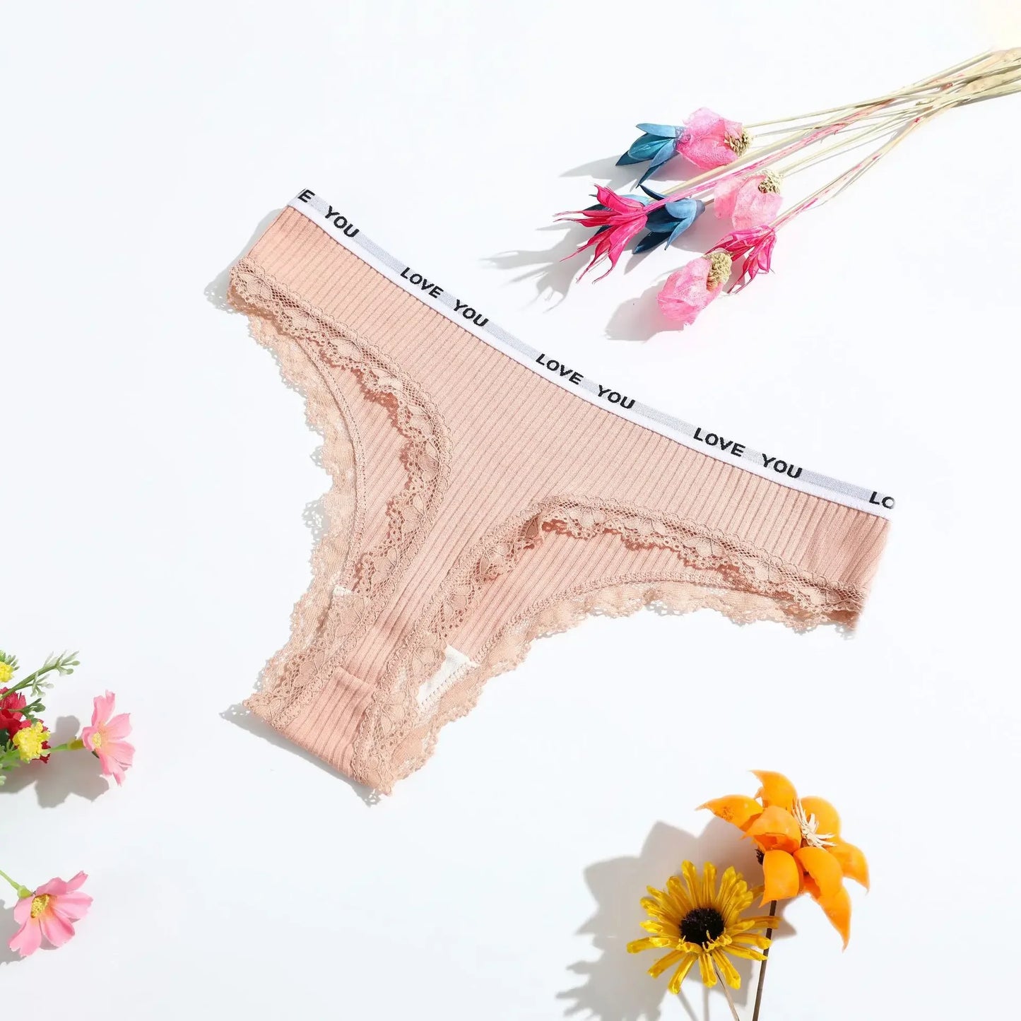Thong coton taille basse couleur unie — S-XL