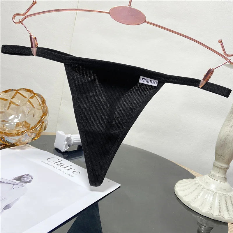 FINETOO 2PCS/Set Sexy M-XL Women Cotton G-String Underwear Low Waist Panties Femme Panties Underpant Girl T-back Thong Lingerie