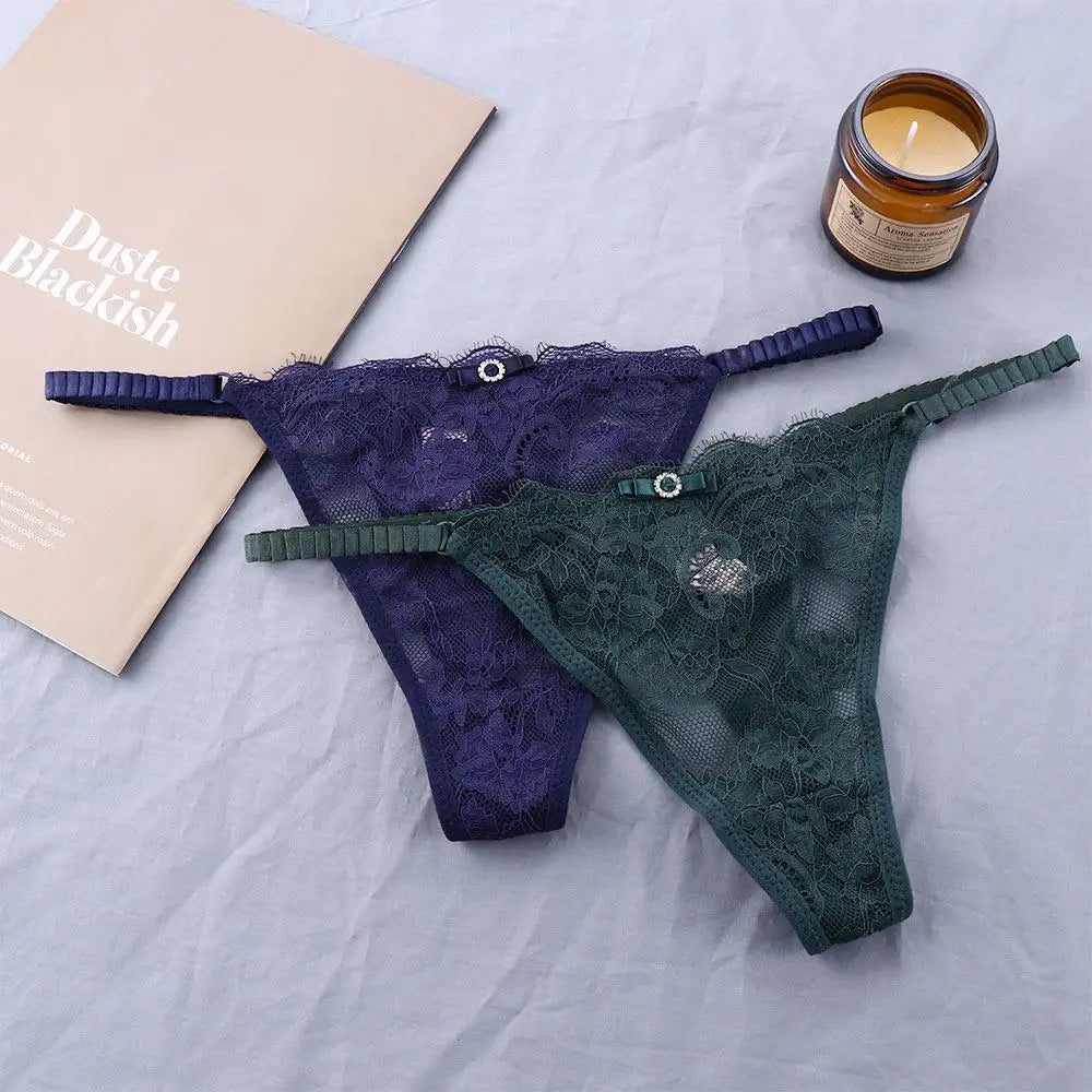 G-String Femme Dentelle Transparente Sexy - Entrejambe Coton - Nos Petits KIFF